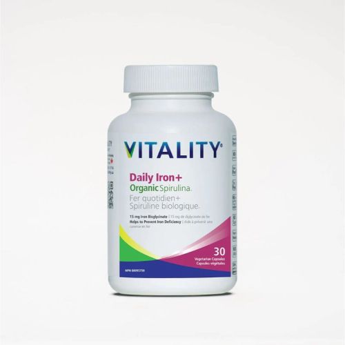 Vitality Daily Iron + Organic Spirulina, 30 Capsules