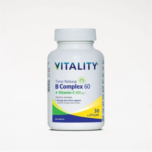 Vitality Time Release B Complex + C 600 mg, 30 Capsules