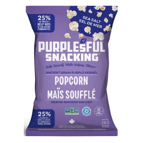 Purplesful Sea Salt Popcorn, Plant-based (gluten-free/NGM/vegan), Pack of 9(9x136g)