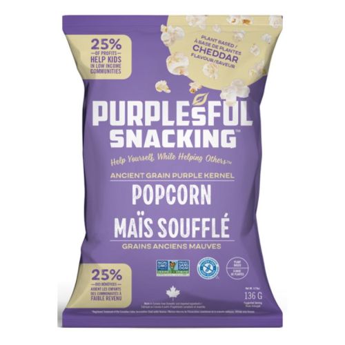 Purplesful Cheddar Popcorn, Plant-based (gluten-free/NGM/vegan), Pack of 9(9x136g)
