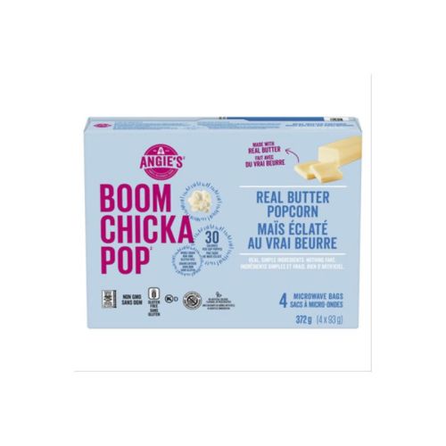BoomChickaPop (Angie's) Microwave Popcorn, Real Butter (gluten-free/NGM), 4x93g