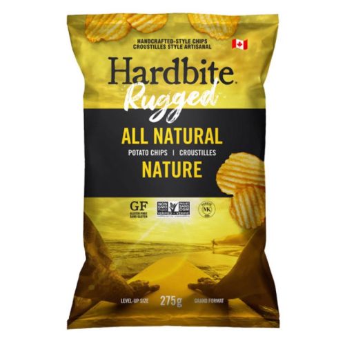Hardbite Potato Chips, Rugged (Ridges), All Natural (gluten-free/NGM), Case of 5(5x140g)