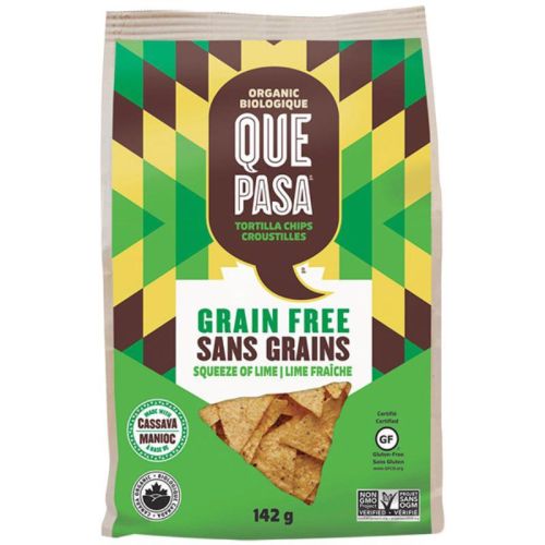 Que Pasa Grain-Free, Cassava Chips, Squeeze of Lime, Organic (gluten-free), Salted, Organic, Case of 12(12x142g)