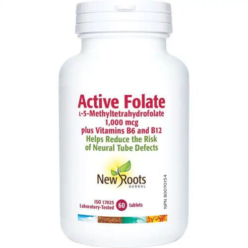 New Roots Herbal Active Folate ʟ-5-Methyltetrahydrofolate, 60 Tablets