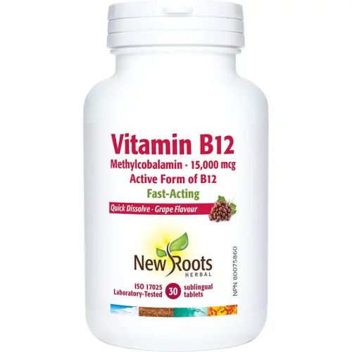New Roots Herbal Vitamin B12 Methylcobalamin · 15,000 mcg, 30 sublingual tablets