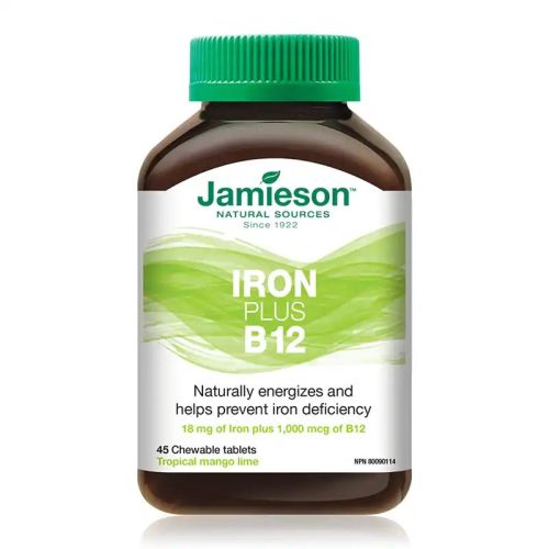 Jamieson Iron Plus B12 Tropical Mango Lime 45 Chewable Tablets
