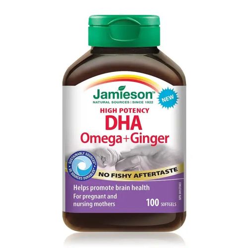 Jamieson High Potency DHA Omega+Ginger 100 Softgels