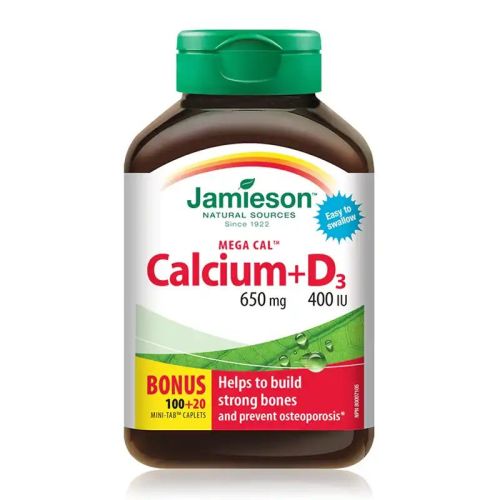 Jamieson Mega Cal Calcium 650mg with Vitamin D3 400IU 100+20 Caplets