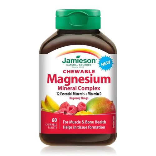 Jamieson Magnesium Mineral Complex Raspberry Mango 60 Chewable Tablets