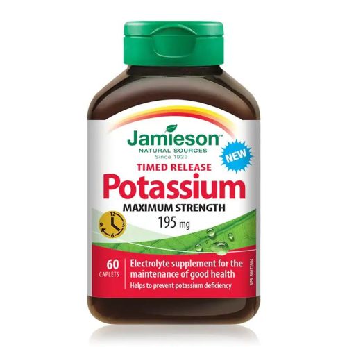 Jamieson Potassium 195mg Maximum Strength Timed Release 60 Caplets