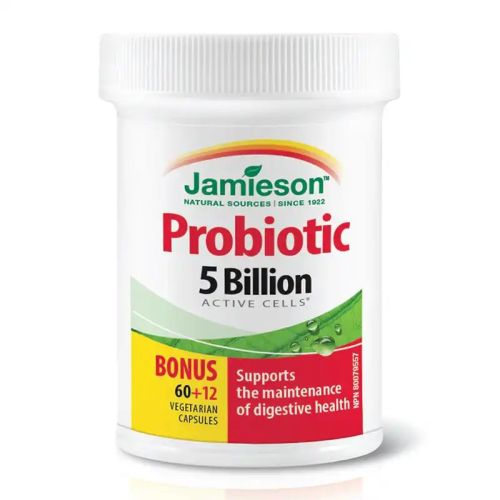 Jamieson Probiotic 5 Billion Active Cells Regular Strength 60+12 Veggie Caps