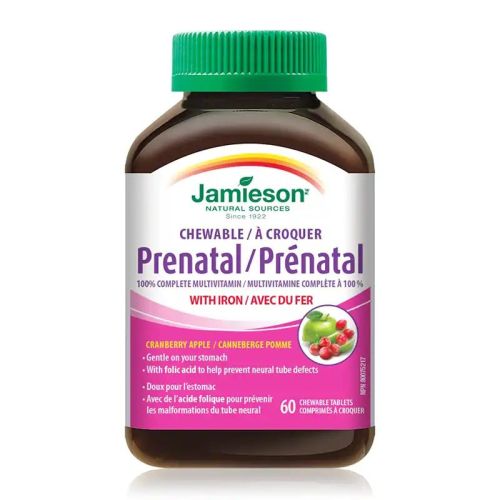 Jamieson Prenatal 100% Complete Multivitamin Cranberry Apple 60 Chewable Tablets