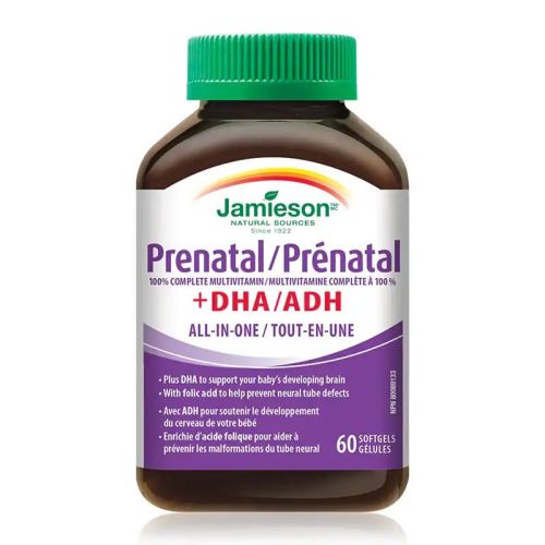 Jamieson Prenatal 100% Complete Multivitamin + DHA All-In-One 60 Softgels