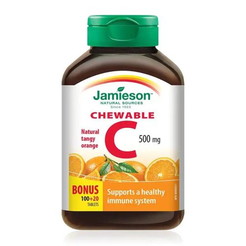 Jamieson Vitamin C 500mg Tangy Orange 100+20 Chewable Tablets