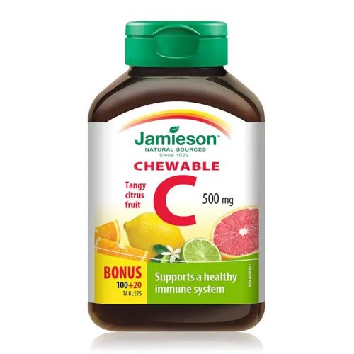 Jamieson Vitamin C 500mg Tangy Citrus 100+20 Chewable Tablets
