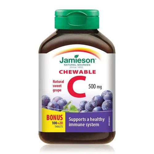 Jamieson Vitamin C 500mg Natural Sweet Grape 100+20 Chewable Tablets