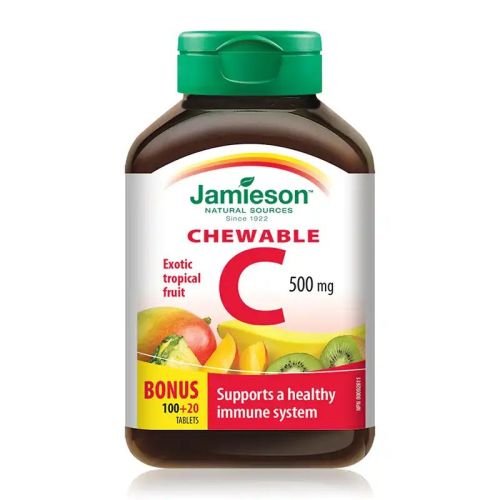 Jamieson Vitamin C 500mg Exotic Tropical Fruit 100+20 Chewable Tablets