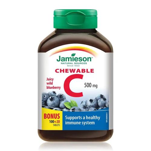 Jamieson Vitamin C 500mg Blueberry 100+20 Chewable Tablets