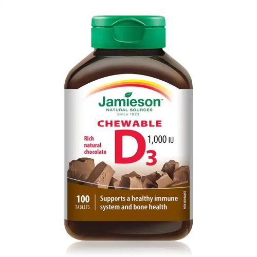 Jamieson Vitamin D3 1000IU Chocolate 100 Chewable Tablets