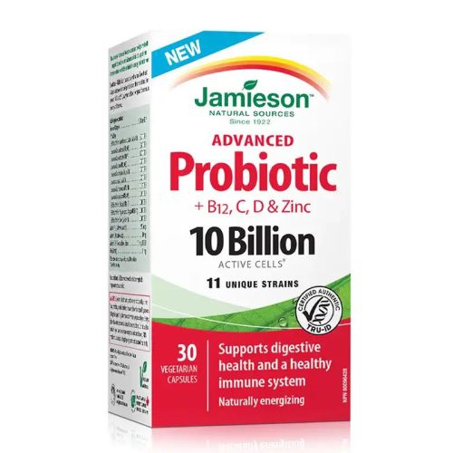 Jamieson Advanced Probiotic +B12, C, D & Zinc 10 Billion 30 Veggie Caps
