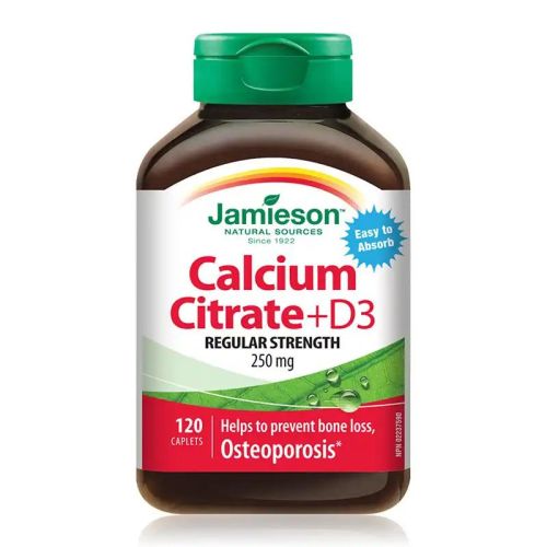 Jamieson Calcium Citrate 250 mg with Vitamin D3 Regular Strength 120 Caplets