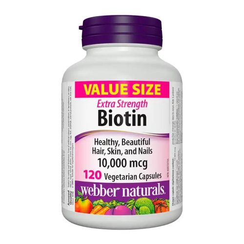 Webber Naturals Biotin 10000 mcg, 120 Veggie Caps