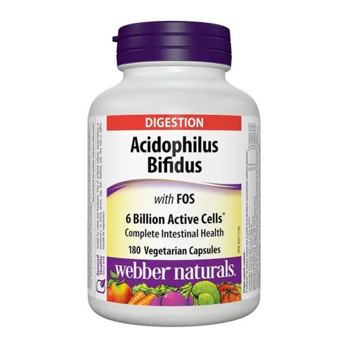 Webber Naturals Acidophilus Bifidus with FOS 6 Billion, 180 Veggie Caps