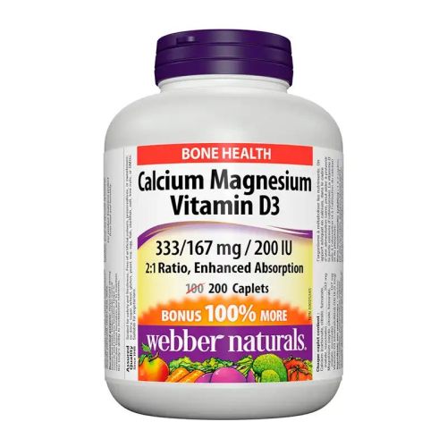 Webber Naturals Calcium Magnesium 2:1 With Vitamin D3, 100+100 Caplets