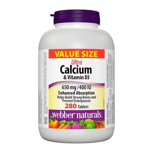 Webber Naturals Calcium & Vitamin D3 650mg / 400 IU, 280 Tablets