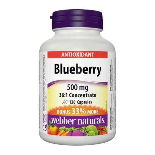 Webber Naturals Blueberry 500mg, 90+30 Capsules