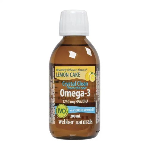 Webber Naturals Crystal Clean Omega-3 with D3 Lemon Cake, 200mL