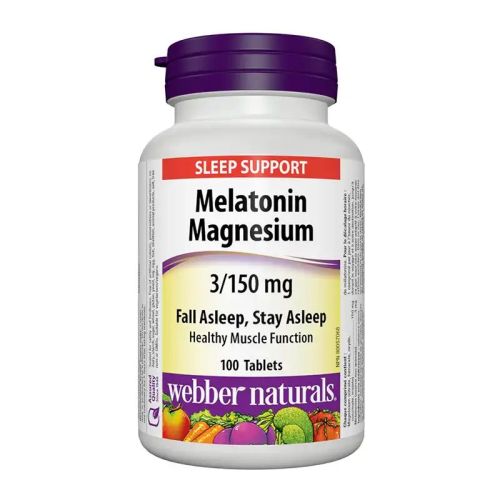 Webber Naturals Melatonin Magnesium 3mg 150mg, 100 Tablets
