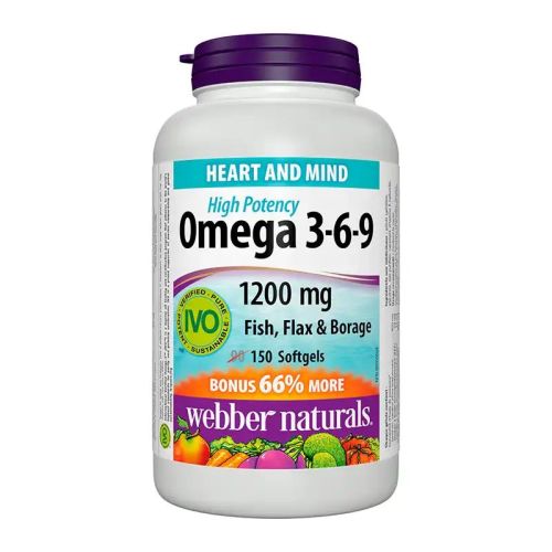 Webber Naturals Omega 3-6-9 1200mg, 90+60 Softgels
