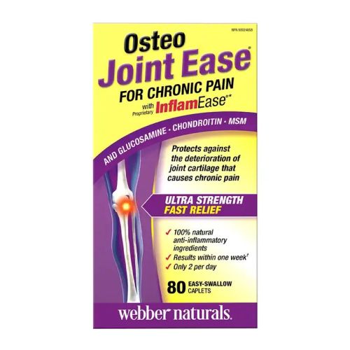 Webber Naturals Osteo Joint Ease with InflamEase and Glucosamine Chondroitin MSM, 80 Caplets