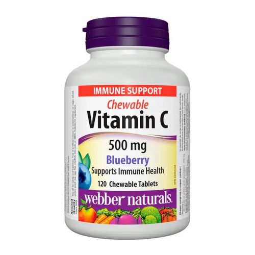 Webber Naturals Vitamin C 500mg Blueberry, 120 Chewable Tablets