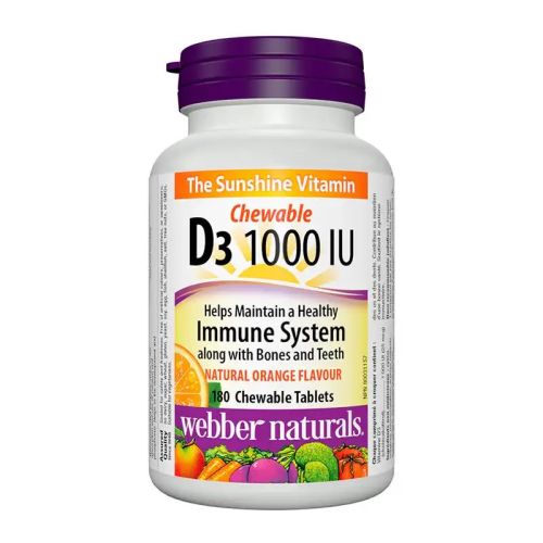 Webber Naturals Vitamin D3 1000IU Orange, 180 Chewable Tablets