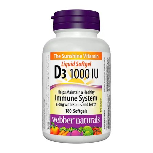 Webber Naturals Vitamin D3 1000 IU, 180 Softgels