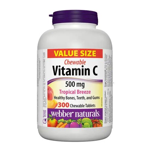 Webber Naturals Vitamin C 500mg Tropical Breeze, 300 Chewable Tablets