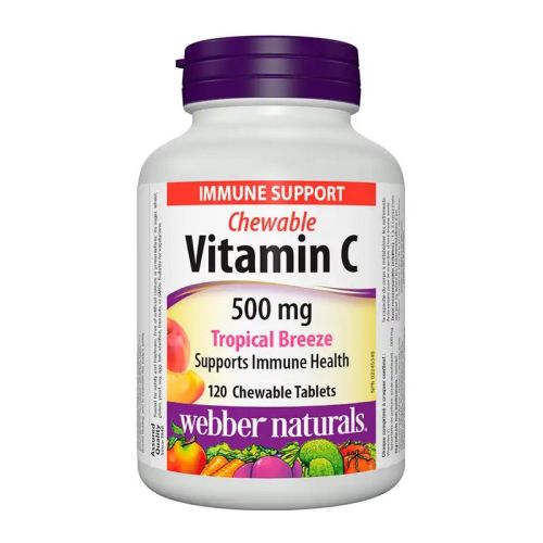 Webber Naturals Vitamin C 500mg Tropical Breeze, 120 Chewable Tablets