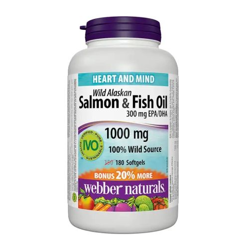 Webber Naturals Wild Alaskan Salmon & Fish Oil 1000 mg EPA/DHA 300 mg, 150+30 Softgels