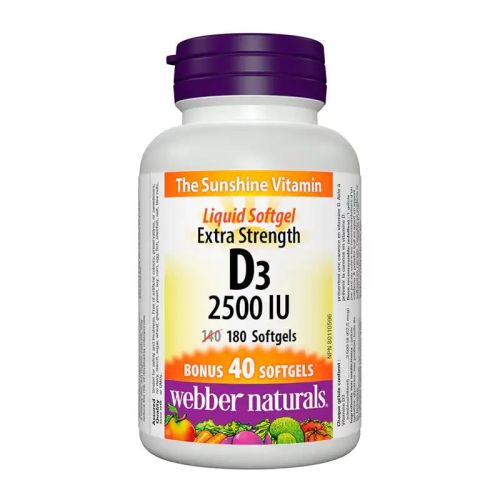 Webber Naturals Vitamin D3 2500IU, 140+40 Softgels