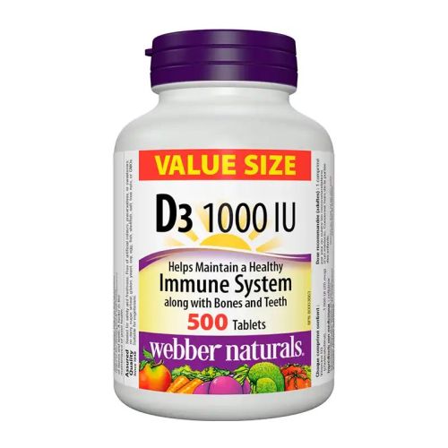 Webber Naturals Vitamin D3 1000 IU, 500 Tablets