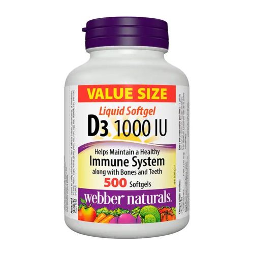 Webber Naturals Vitamin D3 1000 IU, 500 Softgels