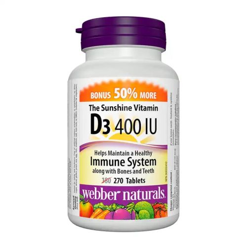 Webber Naturals Vitamin D3 400 IU, 180+90 Tablets