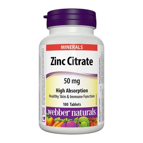Webber Naturals Zinc Citrate 50mg, 180 Tablets