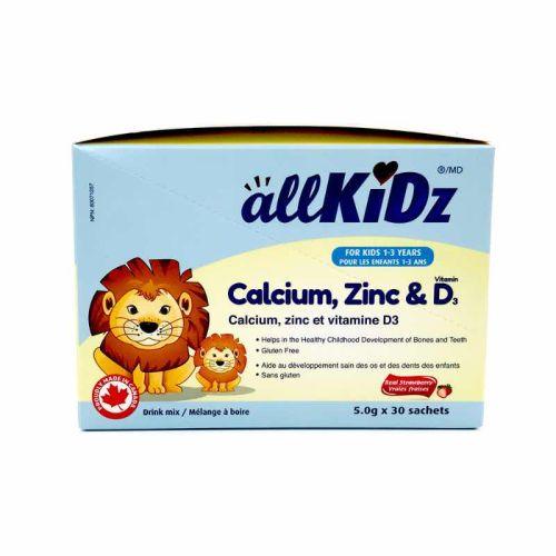 Allkidz Naturals Drink Mix Calcium,Zinc and D3 30 Packs