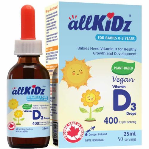 Allkidz Naturals Vitamin D3 Drops 400IU Vegan, 25ml