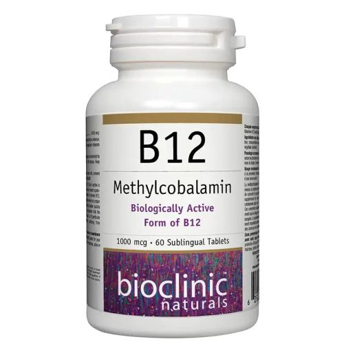 Bioclinic Naturals B12 Methylcobalamin 1000 mcg, 60 Sublingual Tablets