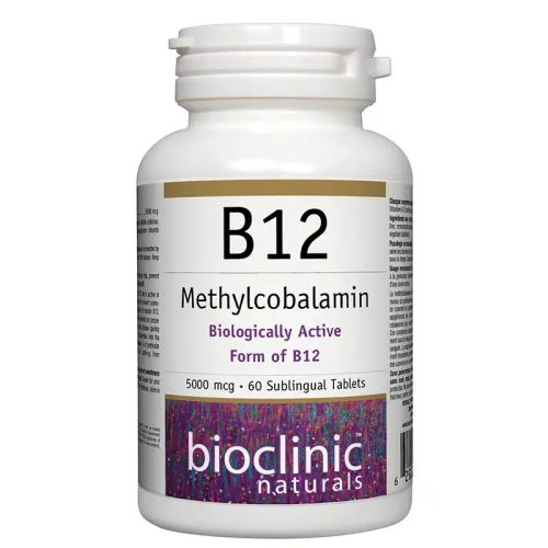 Bioclinic Naturals B12 Methylcobalamin 5000 mcg, 60 Sublingual Tablets