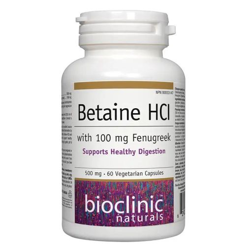 Bioclinic Naturals Betaine HCI with Fenugreek, 500 mg